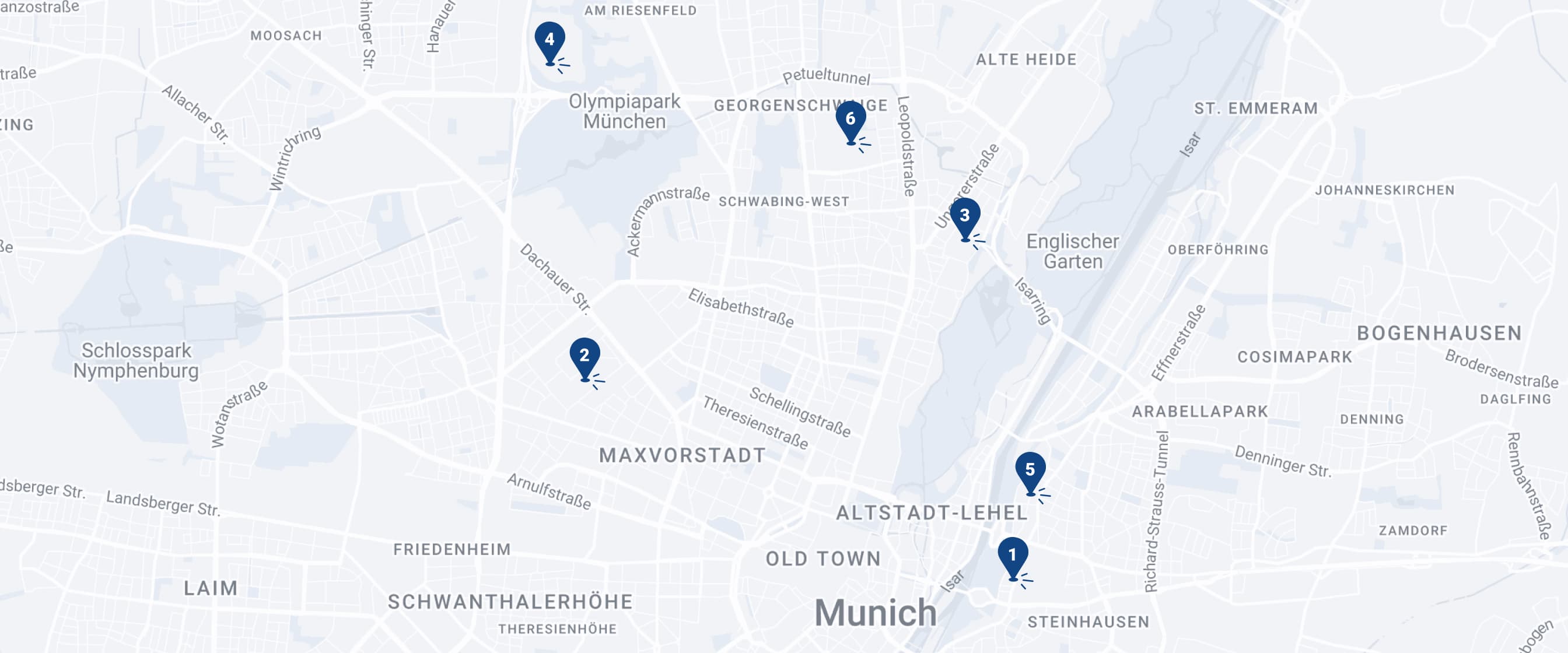 Standortübersicht auf eine Karte von München